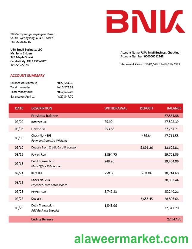 BNK Financial Group enterprise statement Word and PDF template